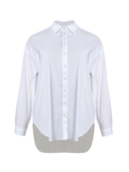 Poplin shirt with strass-detailed back