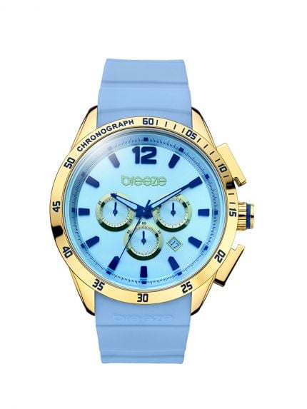 Popsicles Chrono Gold Light Blue Rubber Strap Watch