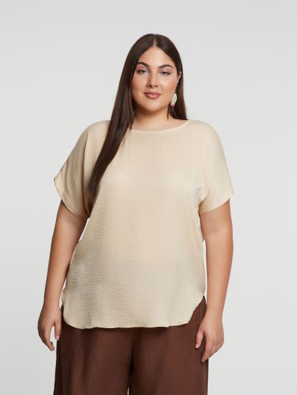Round-neck satin top