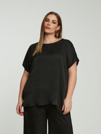 Round-neck satin top