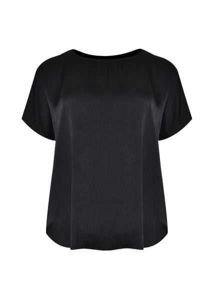Round-neck satin top