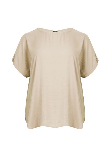 Round-neck satin top