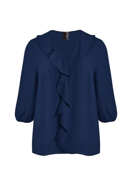 Ruffle blouse with balloon sleeves