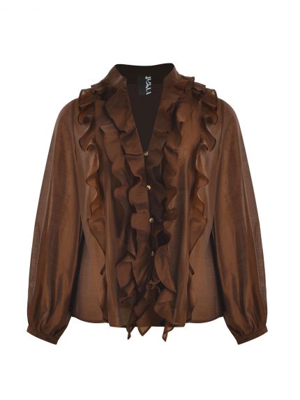 Ruffle detail shirt in lyocell blend