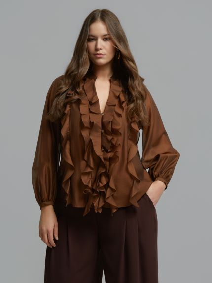 Ruffle detail shirt in lyocell blend