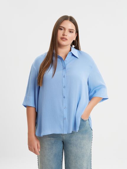 Satin short-sleeve shirt