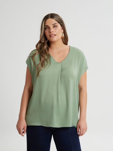 Satin V-neck pleated top