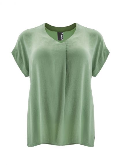 Satin V-neck pleated top