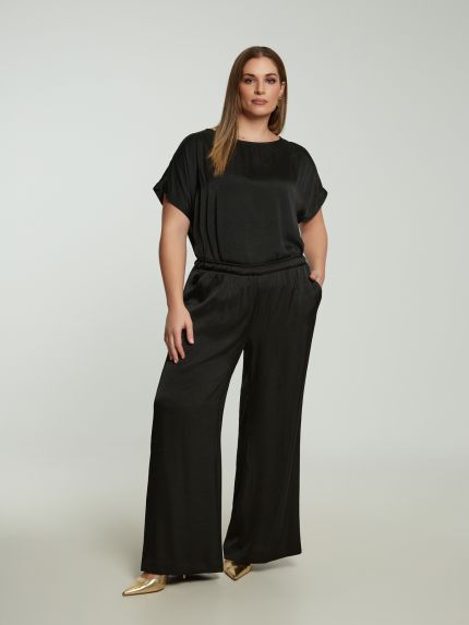 Satin wide-leg trousers