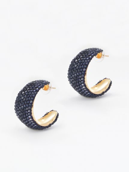 Wide hoop strass earrings