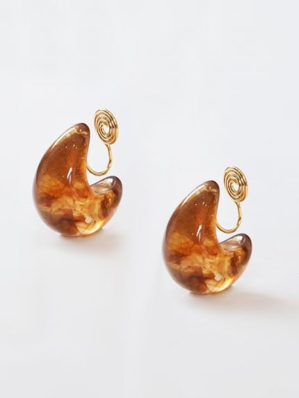 Clip-on resin earrings with spiral detail 