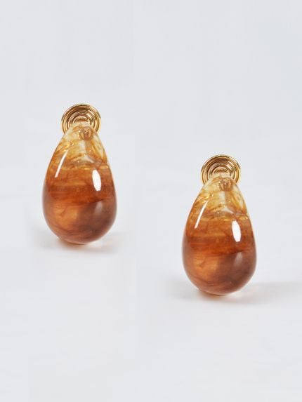 Clip-on resin earrings with spiral detail 