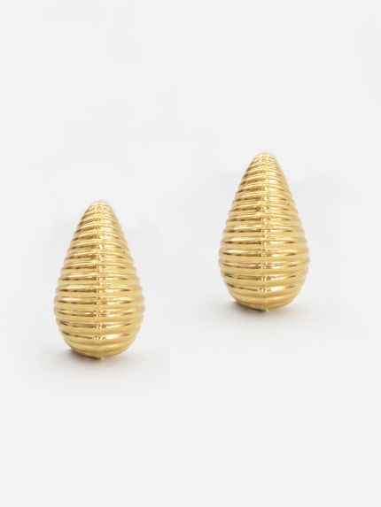 Teardrop textured gold-tone earrings