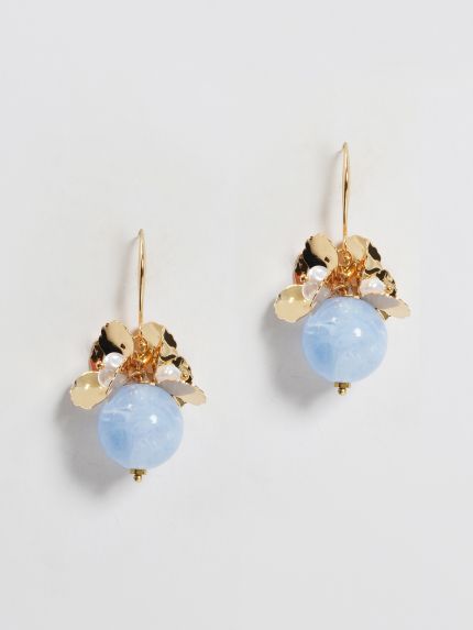 Elegant floral & bead drop earrings