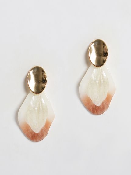 Gold-tone stud earrings with gradient resin drops