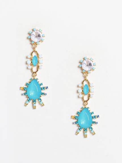 Turquoise sunburst statement earrings