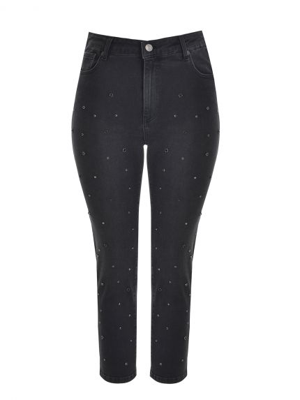 Slim jeans with metallic stud details