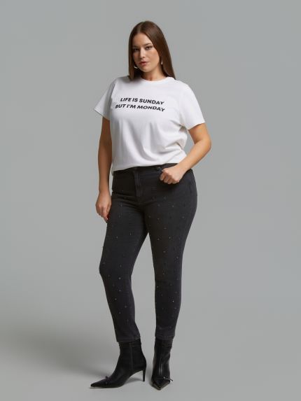 Slim jeans with metallic stud details
