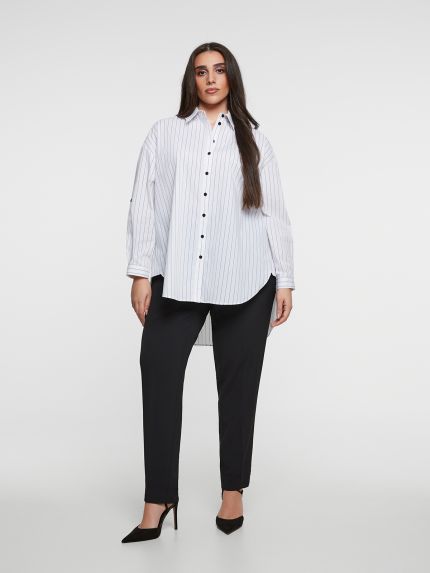 Striped cotton blend long shirt