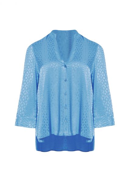 Textured viscose V-neck shirt