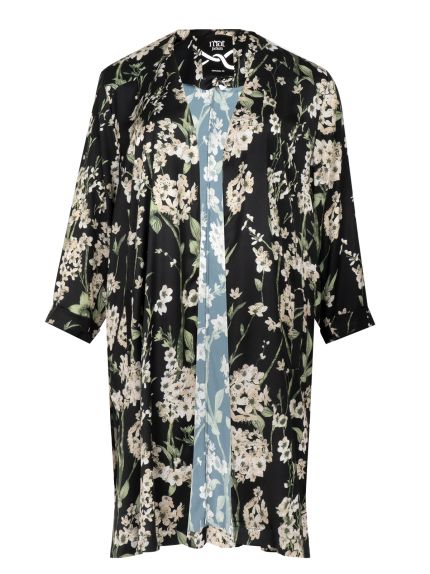 Σατέν κιμονό με floral print
