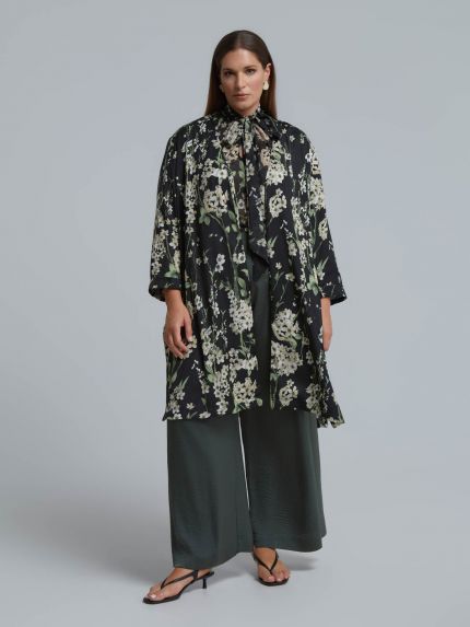 Σατέν κιμονό με floral print