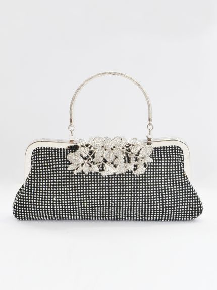 Black rhinestone embellished clutch