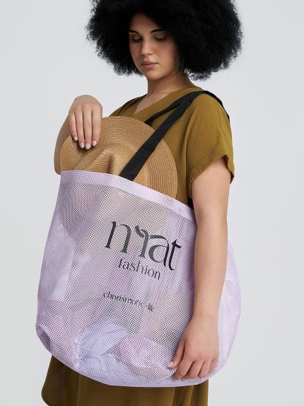 Mesh shopper bag with signature mat logo