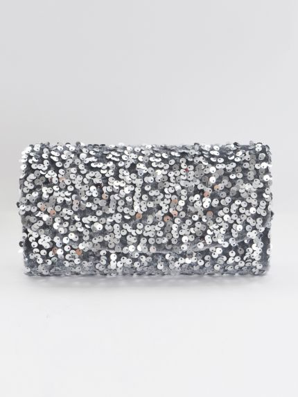 Silver sequin clutch