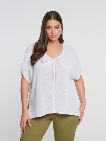 V-neck knit top with front detailing