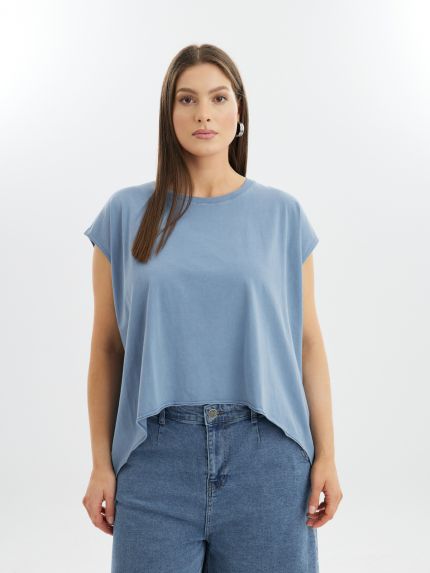 Washed cotton cropped t-shirt  
