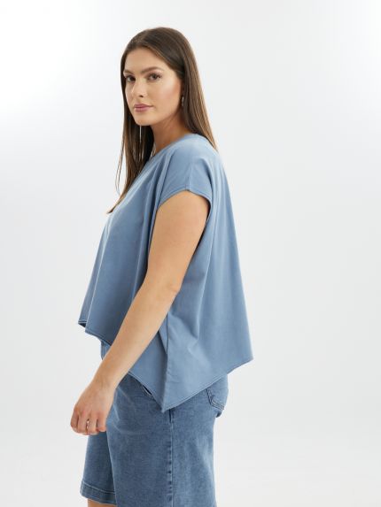 Washed cotton cropped t-shirt  