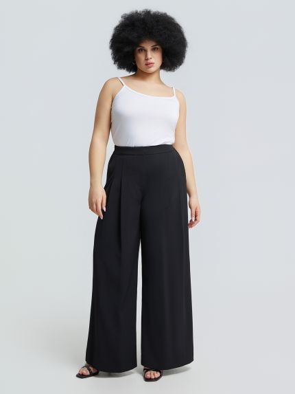 Wide-leg παντελόνι με πιέτες