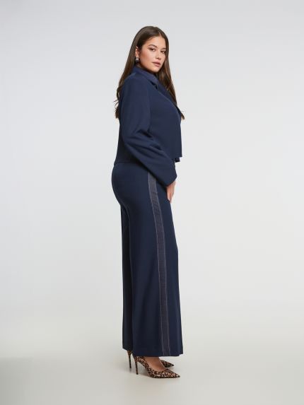 Wide-leg trousers with side denim detail