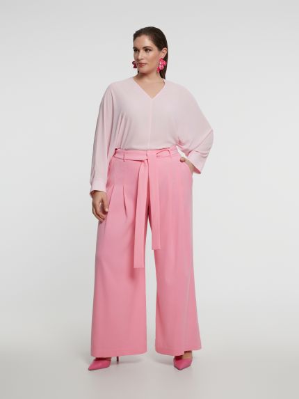 Wide-leg trousers with waist tie