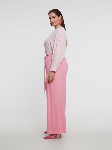 Wide-leg trousers with waist tie