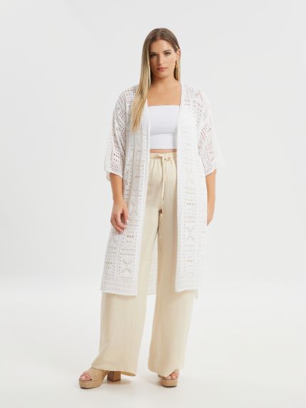 Crochet open-front cardigan