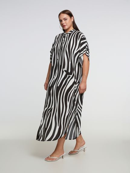 Zebra print cotton kaftan dress