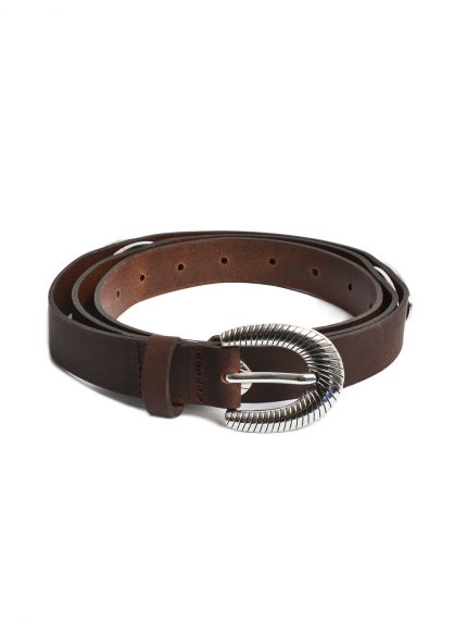Leather belt with silver-tone oval buckle