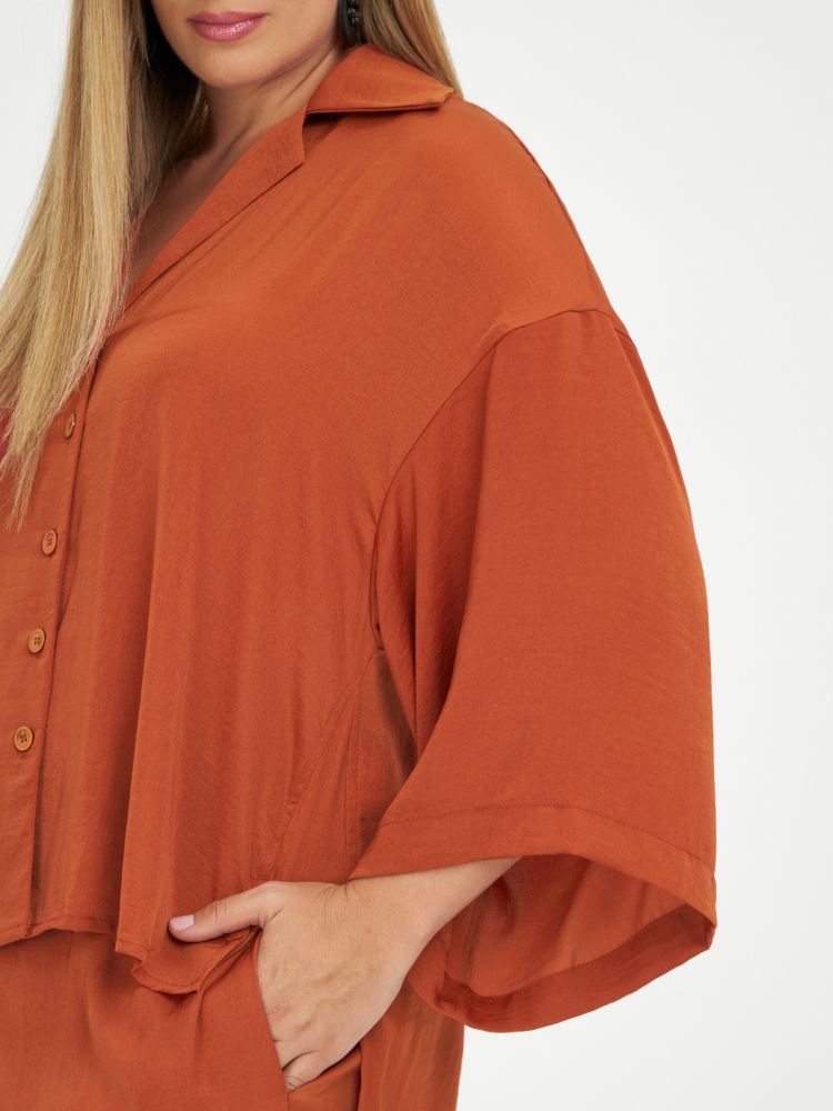 Wide sleeve satin shirt mat fashion