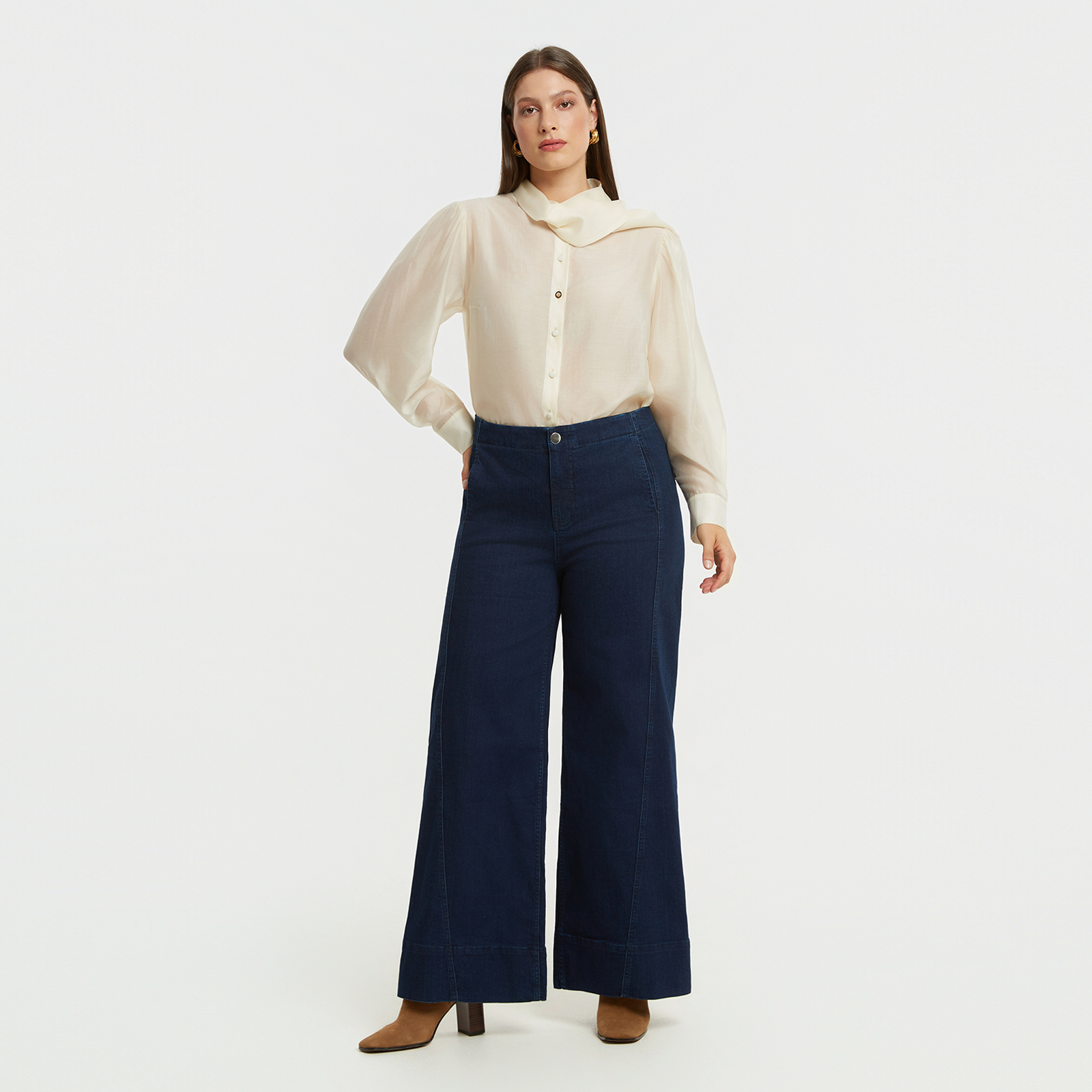 MAT FASHION Τζιν wide-leg σκούρο μπλε