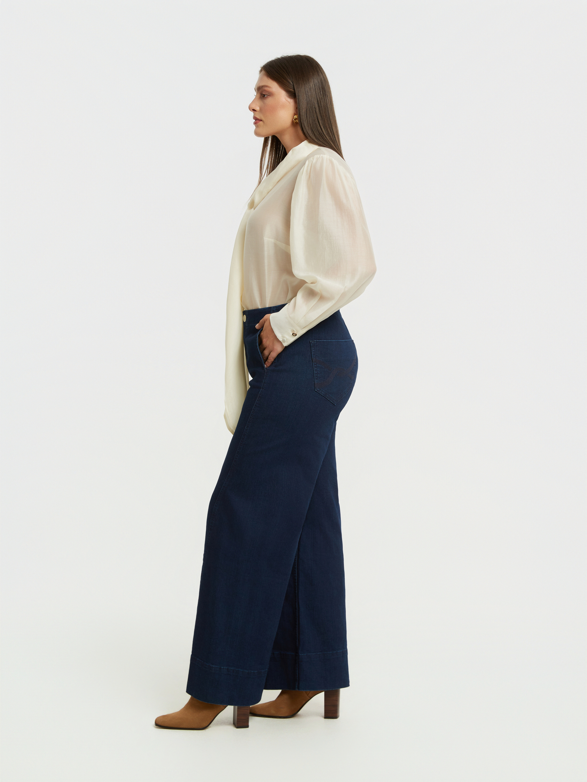 Τζιν wide-leg σκούρο μπλε φωτογραφία