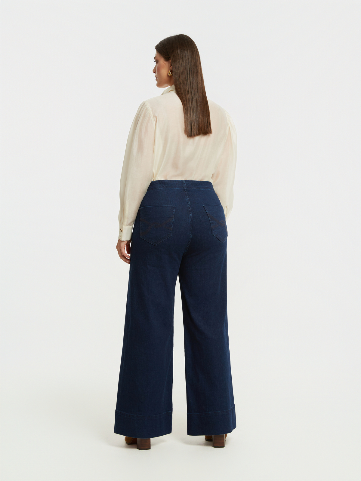 Τζιν wide-leg σκούρο μπλε φωτογραφία