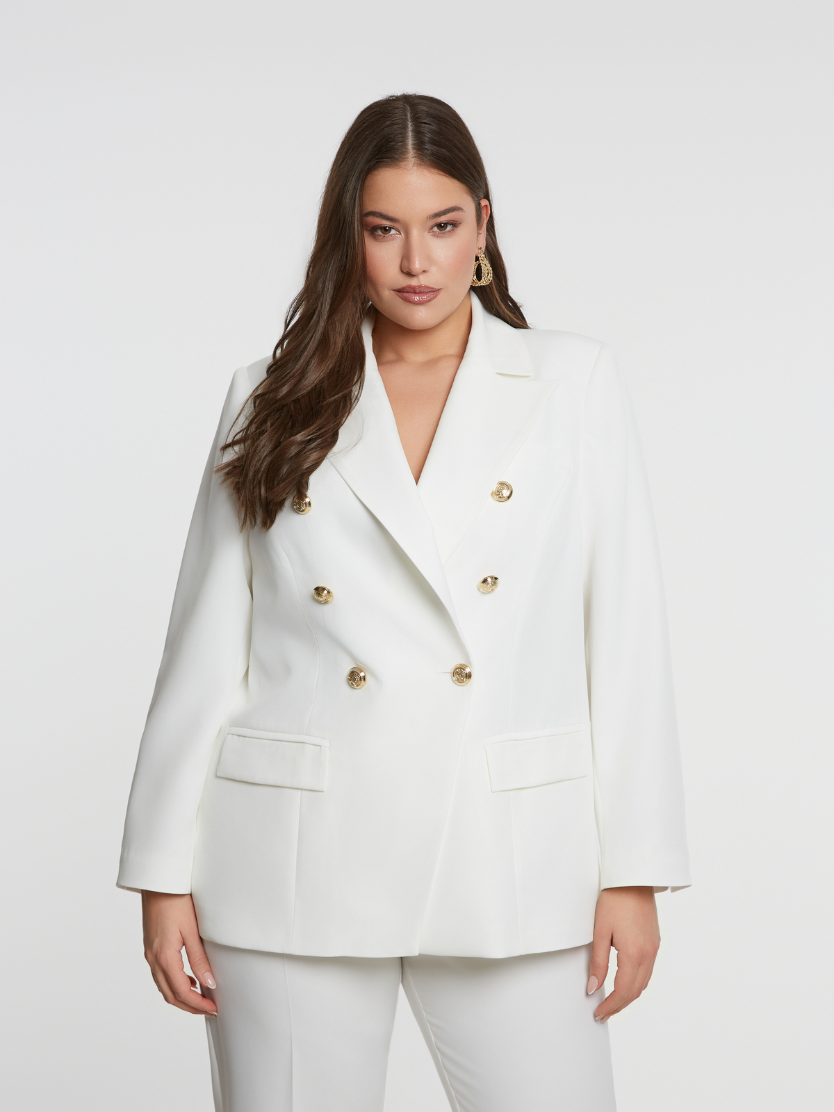 Σταυρωτό σακάκι με χρυσά κουμπιά φωτογραφία