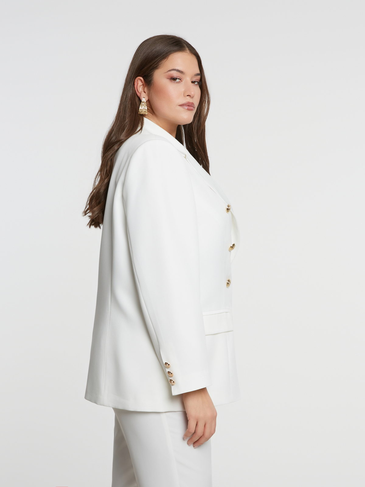 Σταυρωτό σακάκι με χρυσά κουμπιά φωτογραφία