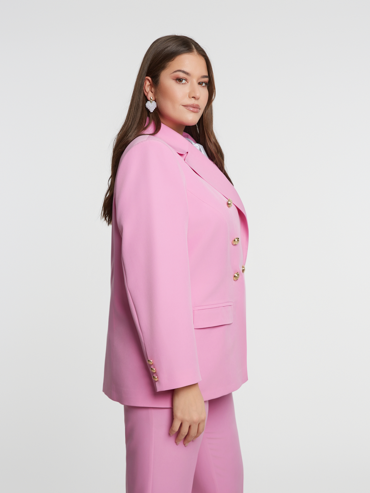 Σταυρωτό σακάκι με χρυσά κουμπιά φωτογραφία