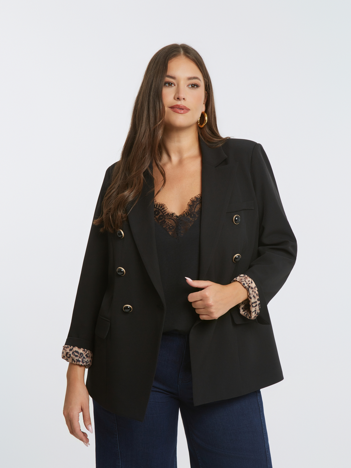 Σταυρωτό σακάκι με εμπριμέ φόδρα φωτογραφία