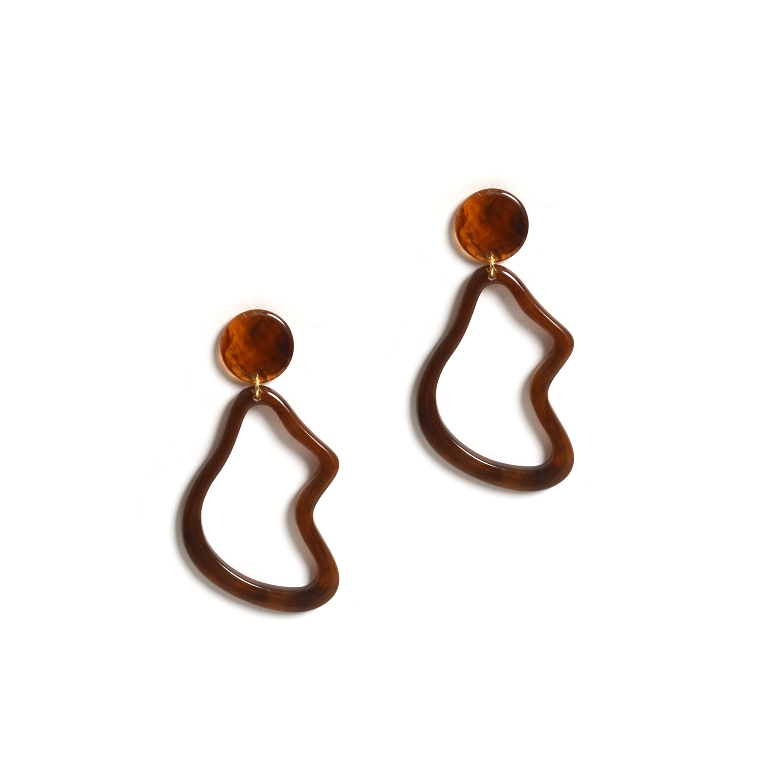 Brown abstract statement earrings