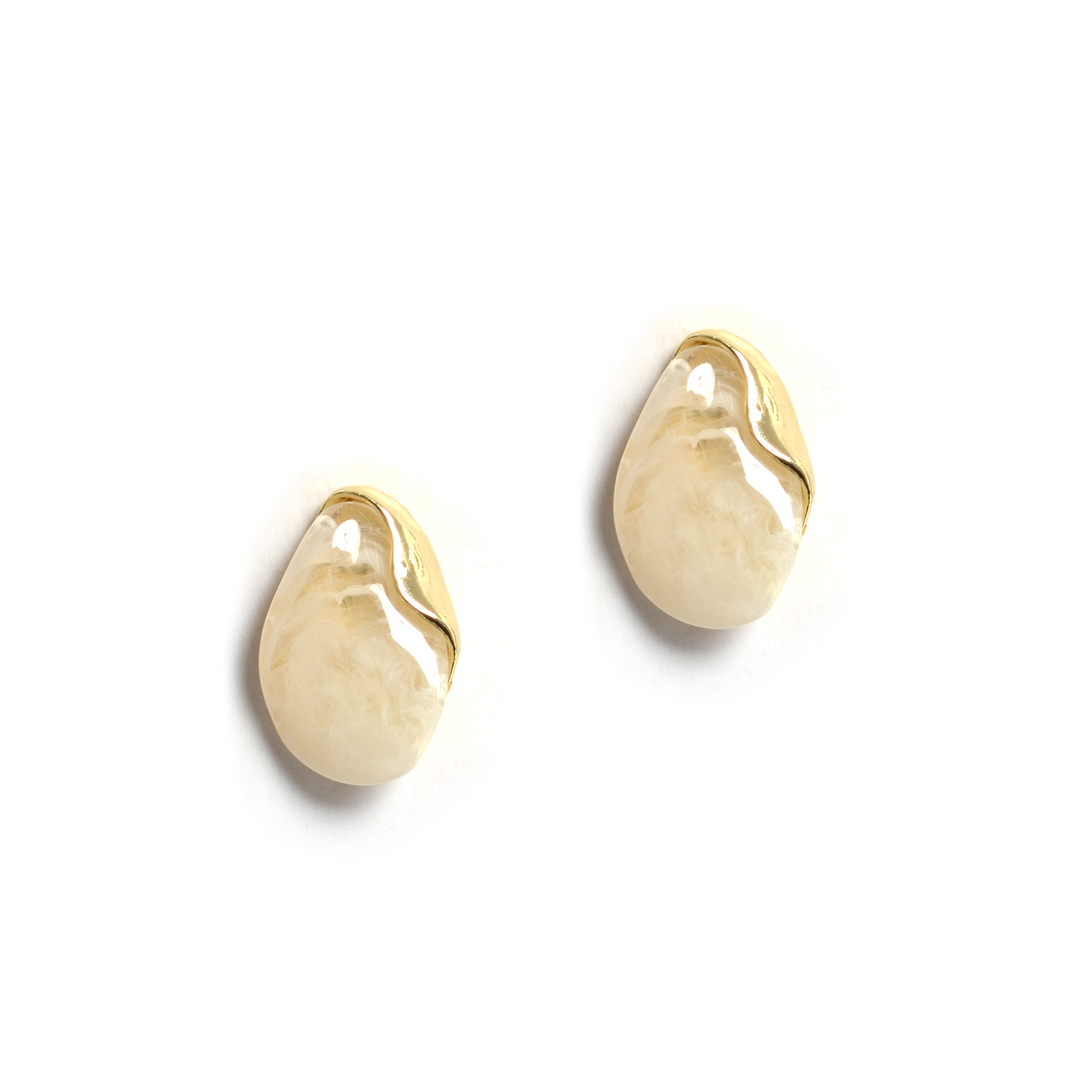 Abstract stud earrings with gold-tone accents