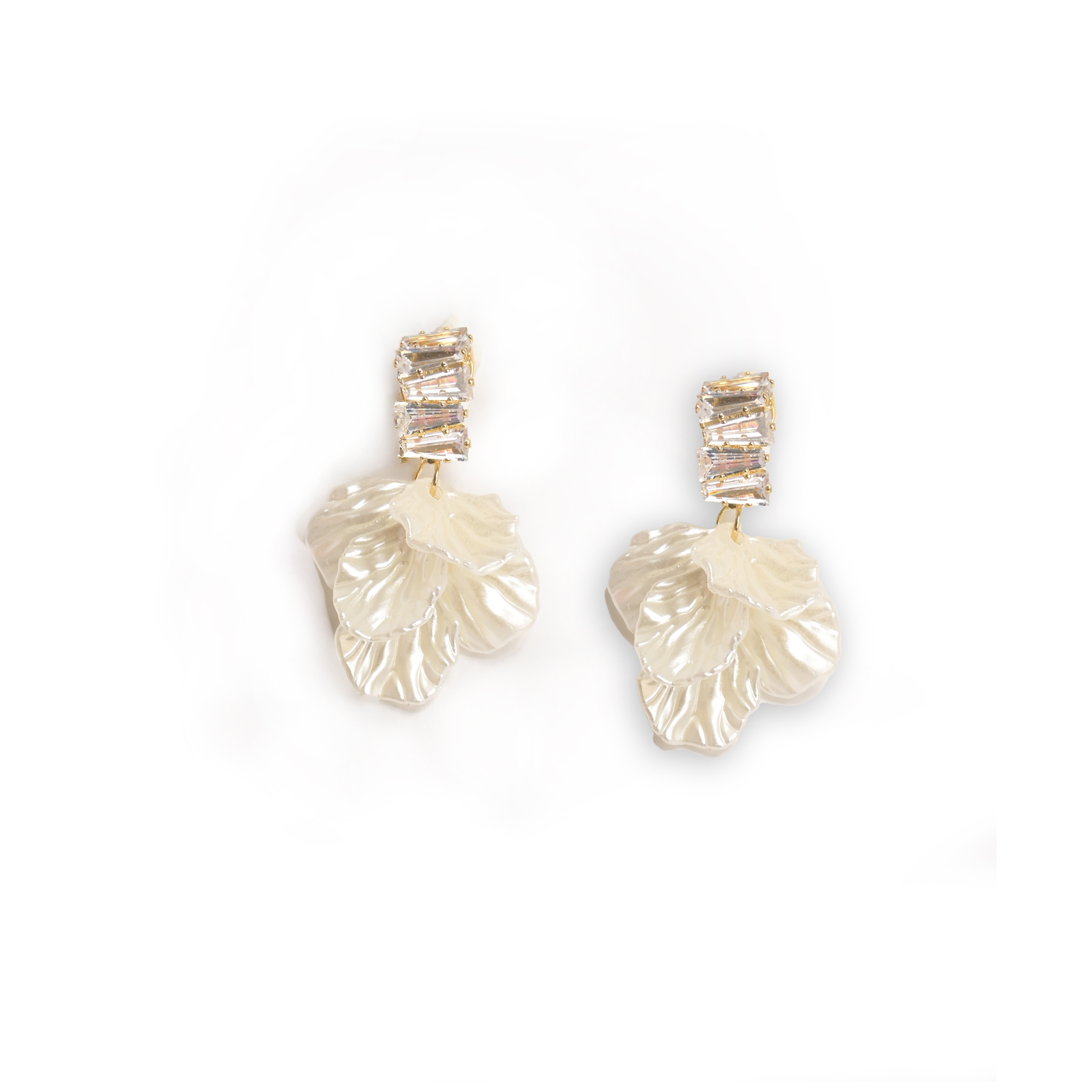 MAT FASHION Κρεμαστά σκουλαρίκια με strass & πέταλα